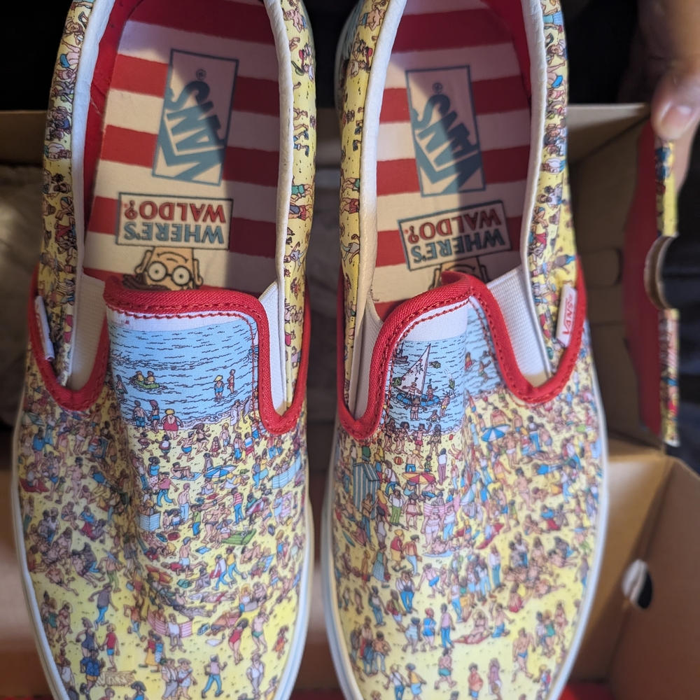 Vans Where's Waldo Slip-On Shoes - Yellow and Red